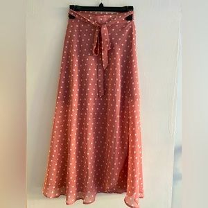 Dusty Rose Polka Dot Wrap Skirt